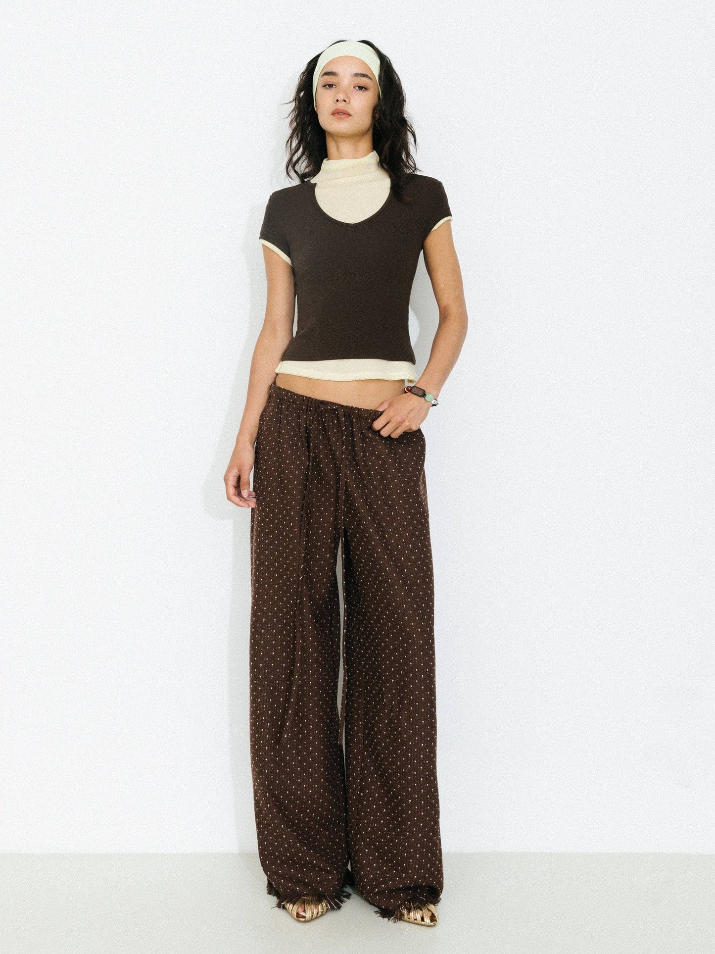 Wide-Leg Trousers | Polka Dot Fringe