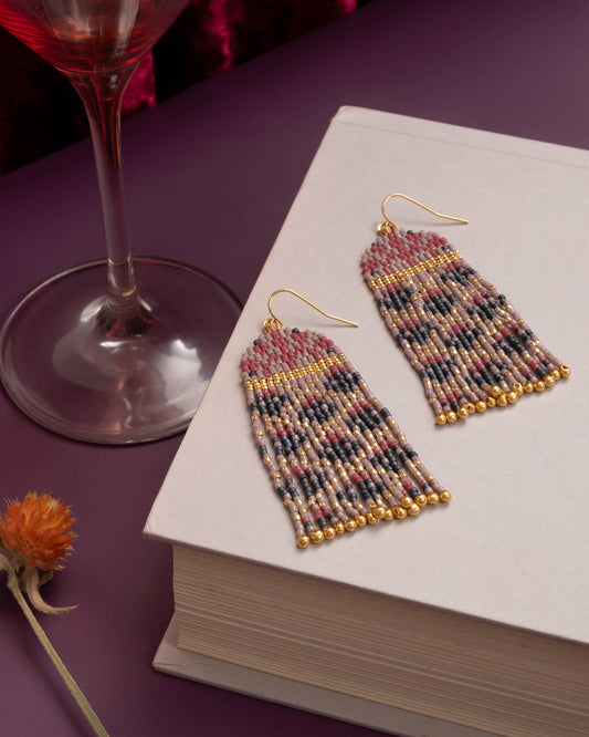 Beaded Brocade Garden Earrings | Lilac Teal
