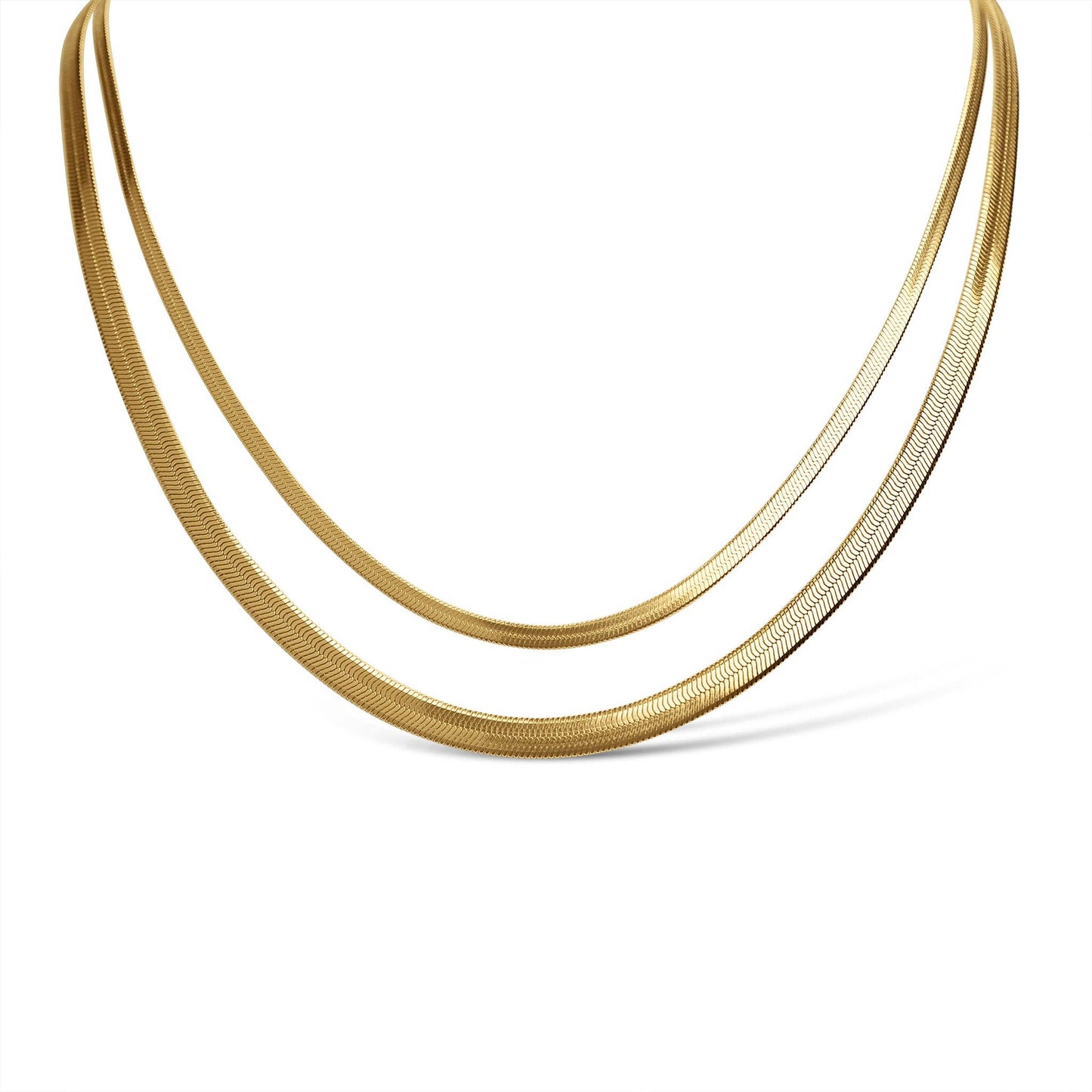 Herringbone Chain Necklace | Gold