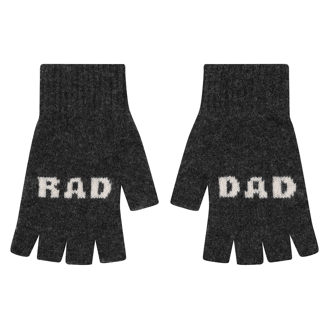 Rad Dad Wool Mittens | Charcoal & Grey