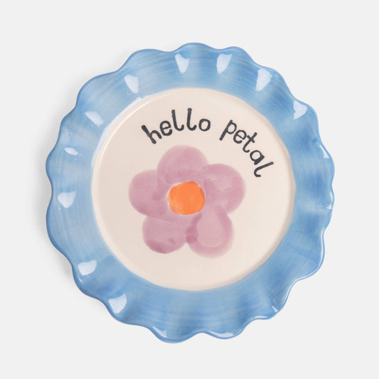 Hello Petal Daisy Ceramic Plate | Light Blue