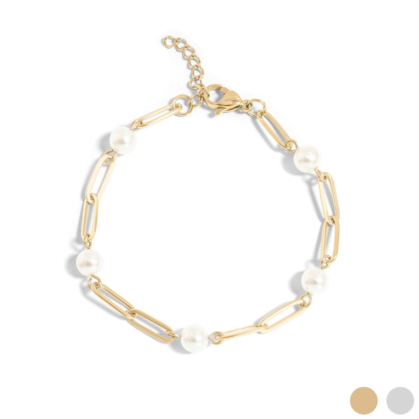 Pearl Paperclip Chain Bracelet