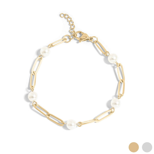 Pearl Paperclip Chain Bracelet