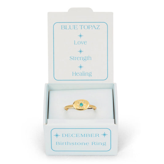 Birthstone Signet Ring | December - Blue Zircon