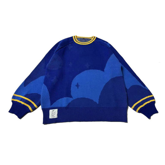 Sora | Blue Knit Jacquard Sweater