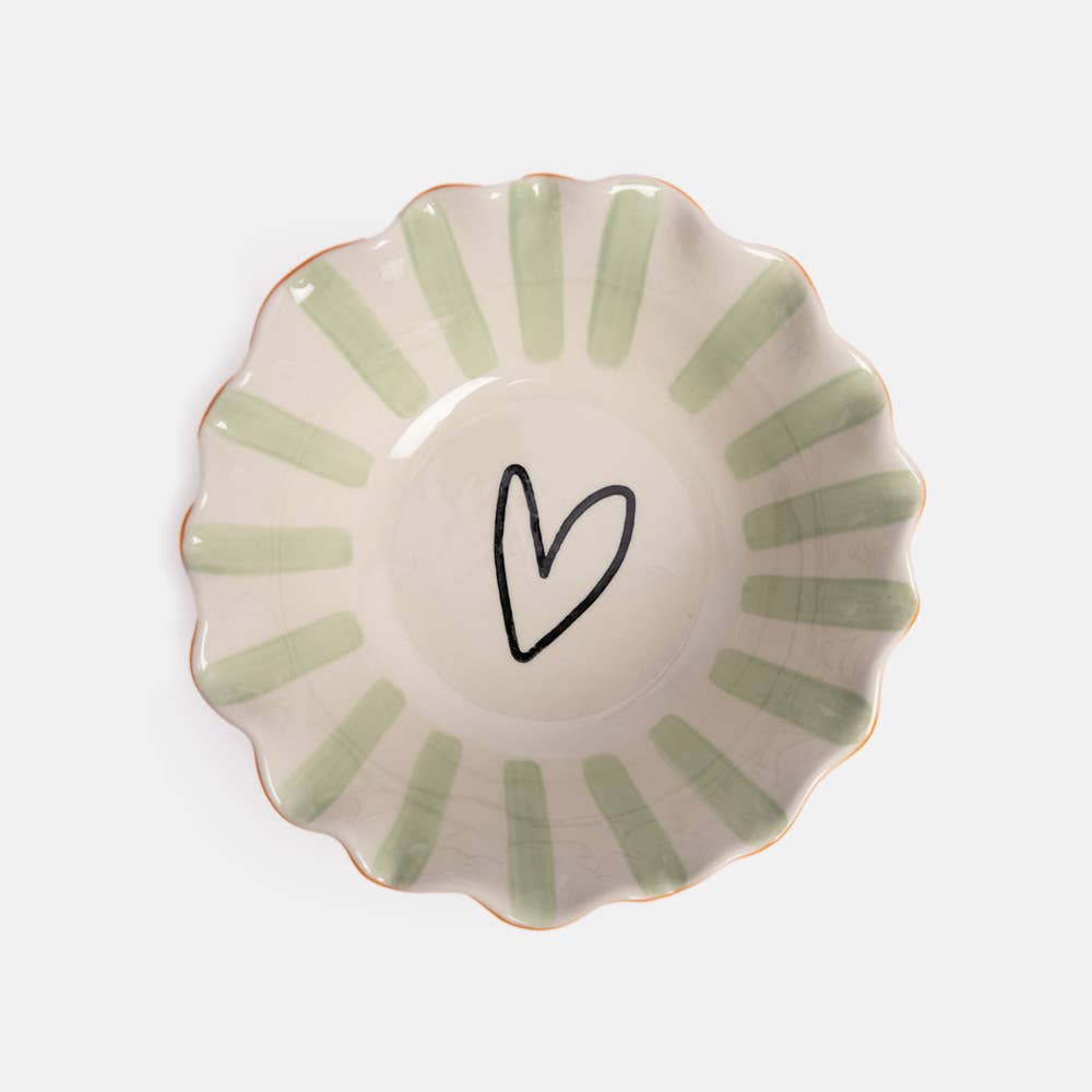 Stripe Heart Frilly Bowl | Pale Blue