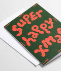 'Super Happy Xmas' Embossed Holiday Greeting Card