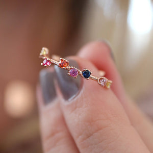 Rainbow Gemstone Garland Ring