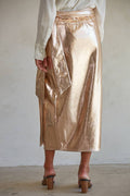 Wrap Midi Skirt | Rose Gold
