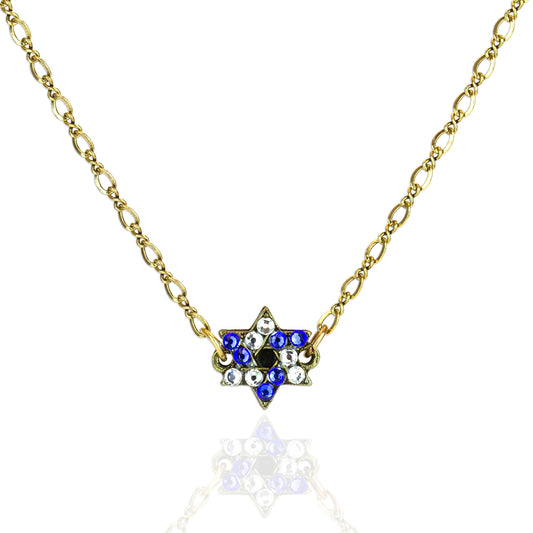Blue Sapphire Star of David Crystal Necklace