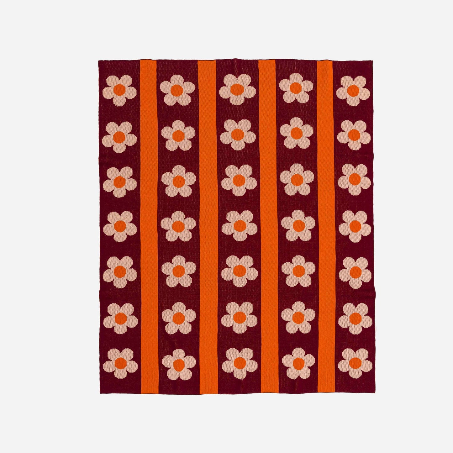 Flower Stripe Throw | Wine Red