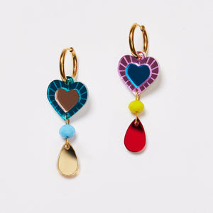 Heart and Bead Earrings | Rainbow