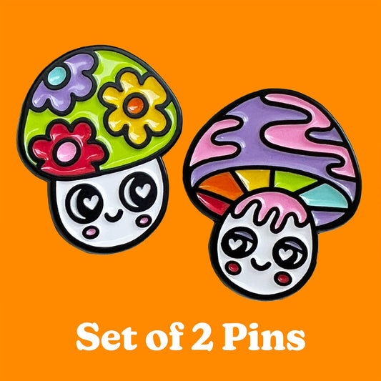 Enamel Pin - Mushroom Duo Set