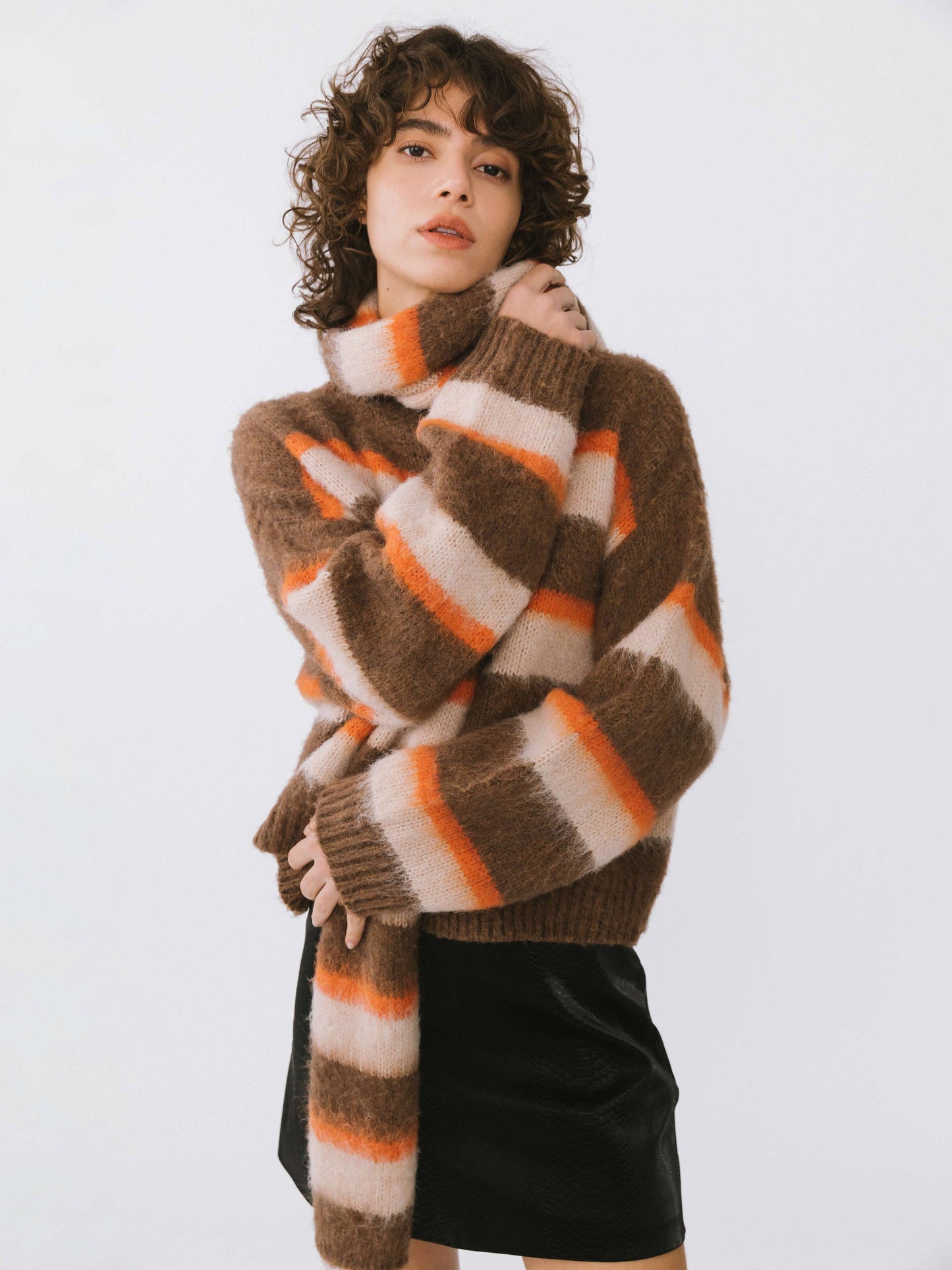 Stripe Wool Knit Cardigan/Scarf Set | Various Colours