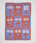 Faces Blue/Brown | Cotton Tea Towel