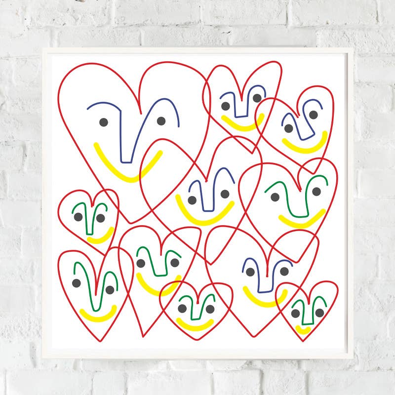 Happy Hearts Print | Square