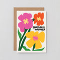 Birthday Wishes Flowers Embossed Greeting Card