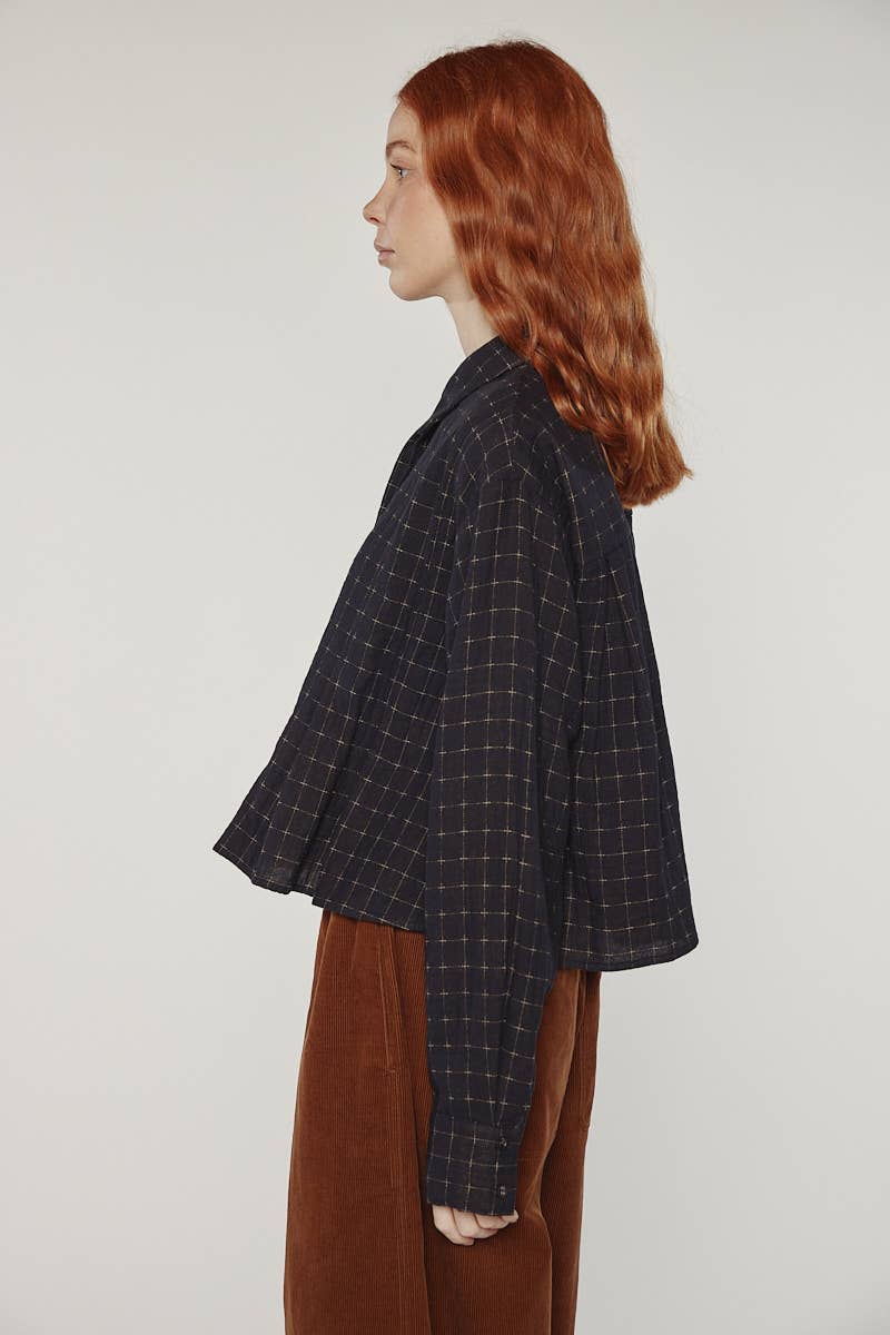 Cotton Pleated Blouse | Black