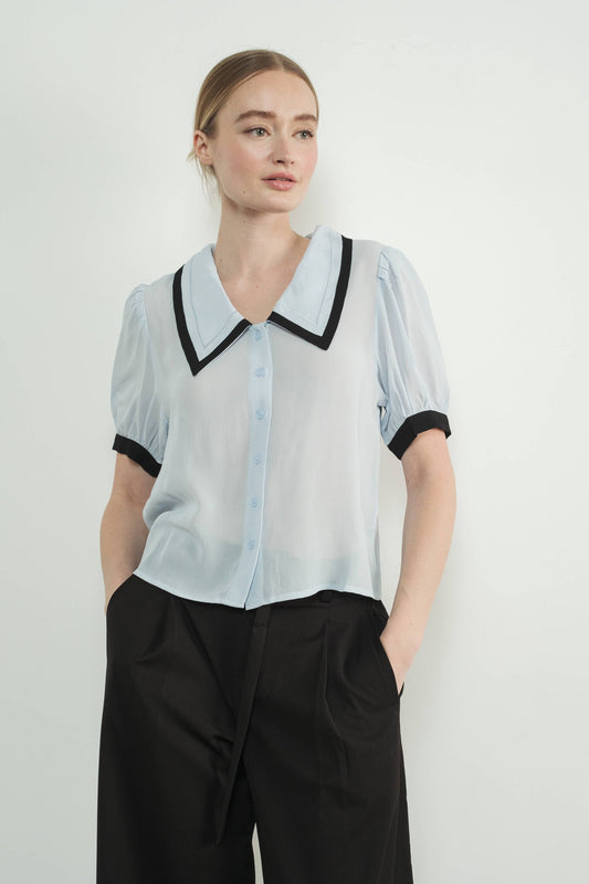 Contrast Edge Collar Blouse