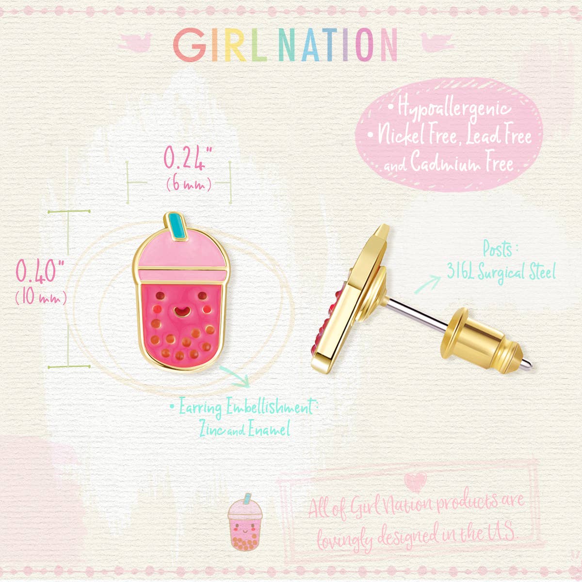 Boba Tea Bliss | Stud Earrings