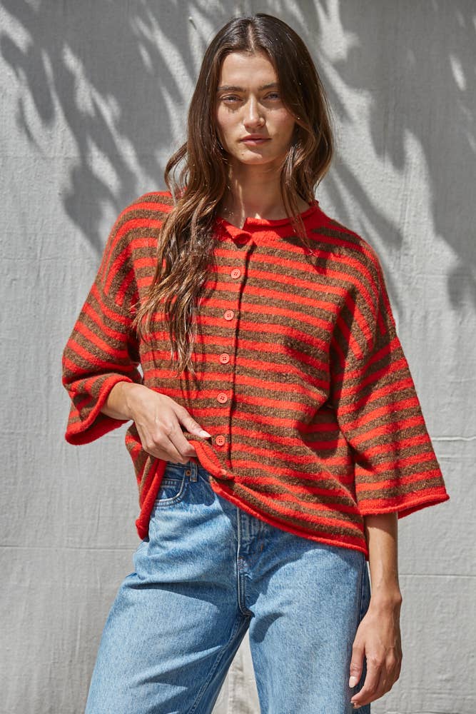Quarter Length Knit Cardigan | Red Camel