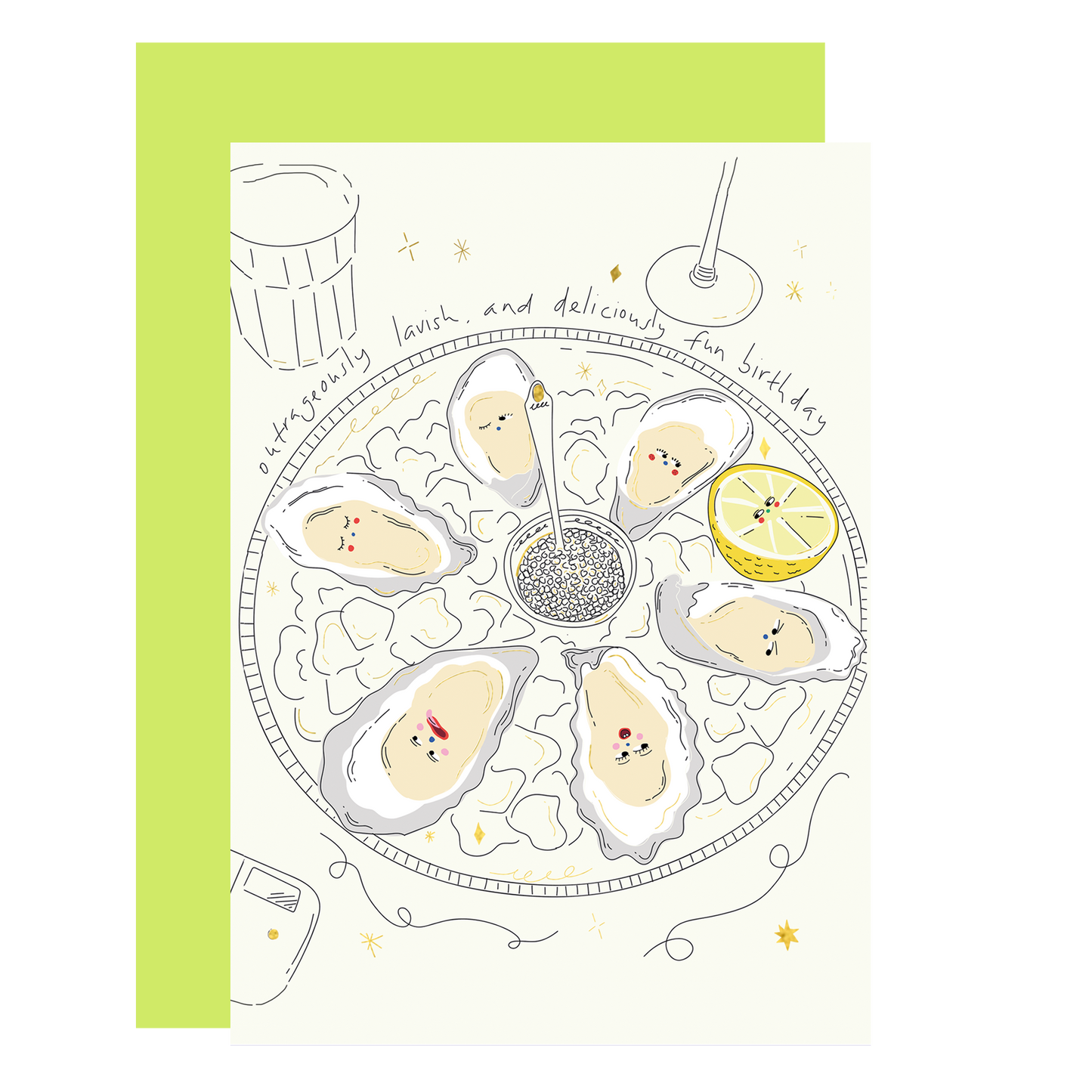 Lavish oyster birthday card