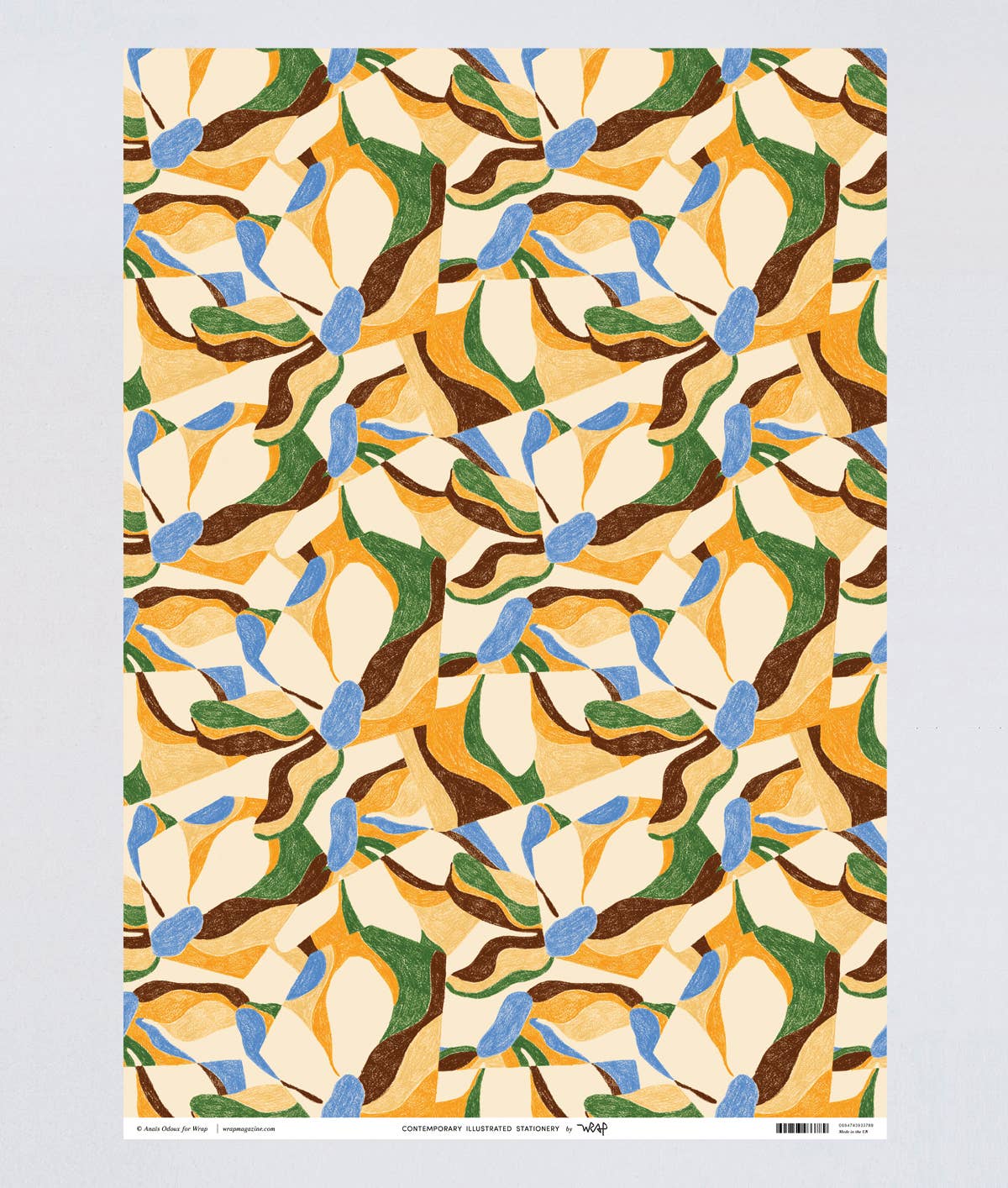 Floral Motif Yellow Gift Wrap | 1 Sheet
