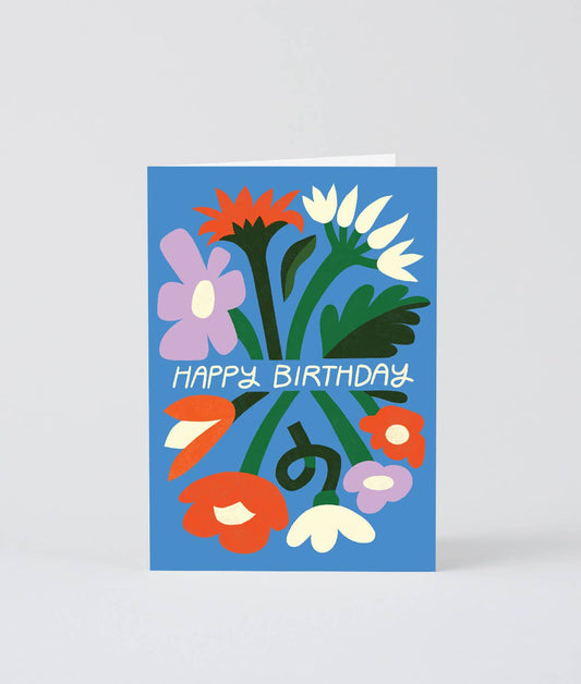 Happy Birthday Floral Embossed Greeting Card
