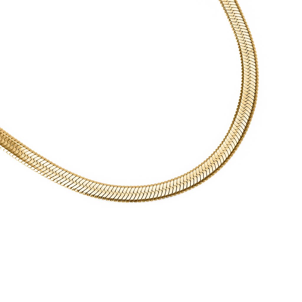 Herringbone Chain Necklace | Gold
