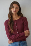 Cotton Pointelle Cardigan | Burgundy