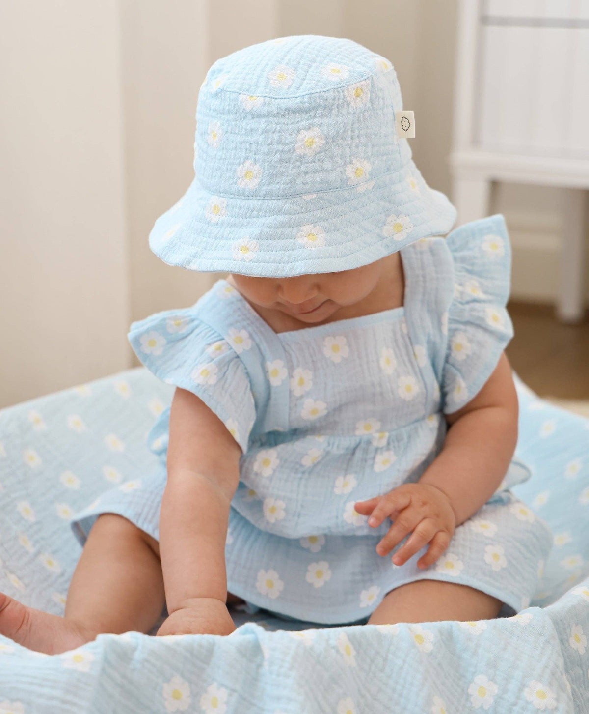 Cotton Muslin Bucket Hat | Daisy Blue