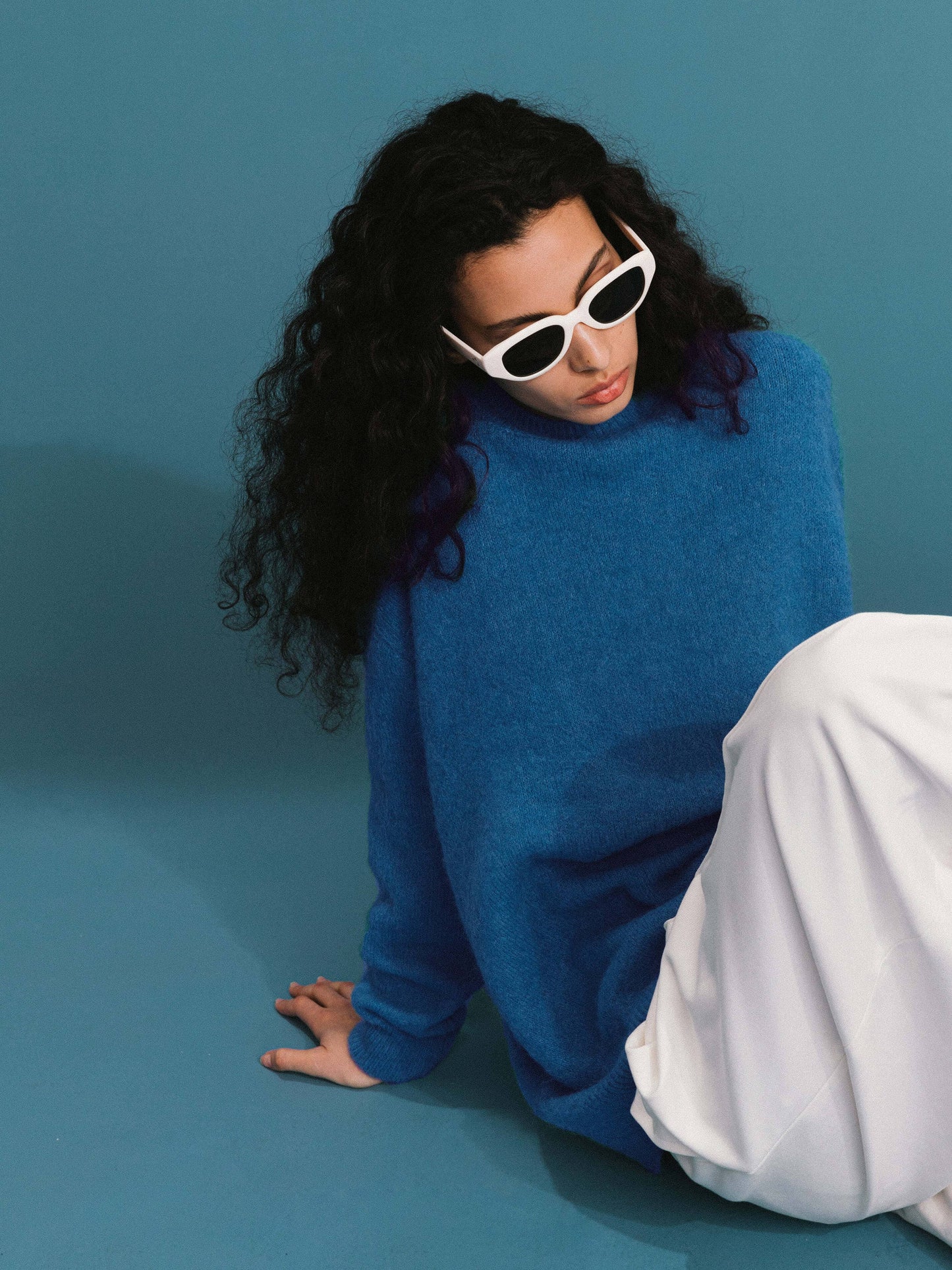 Brushed Alpaca Knitwear Jumper | Blue