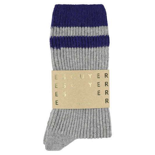 Cashmere Stripes Socks | Grey & Strong Blue