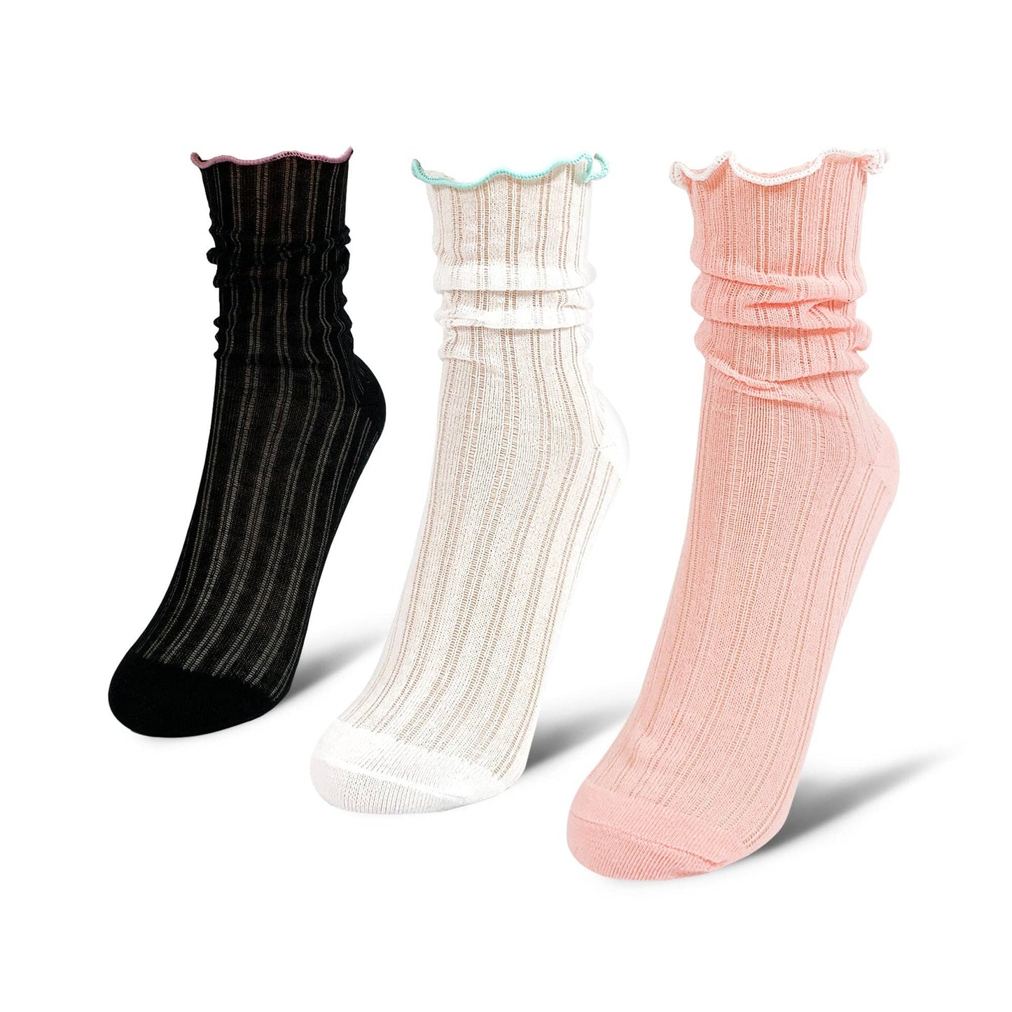 Women's Crew Sock | Sheer Ruffle