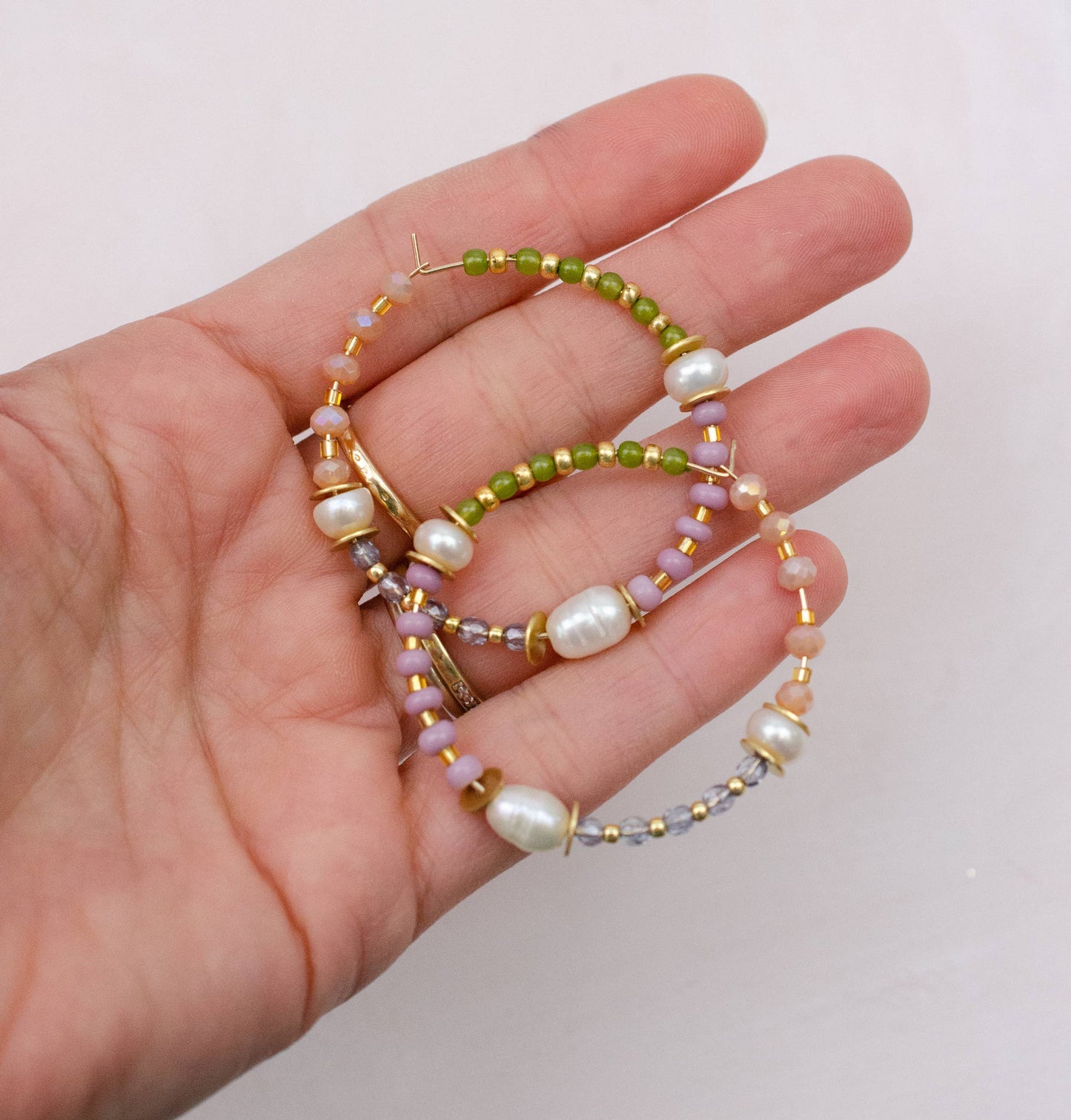 Jules | Pearl and Pastel Beaded Hoops