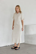 Miranda Skirt | Textured Midi Skirt with Back Slit