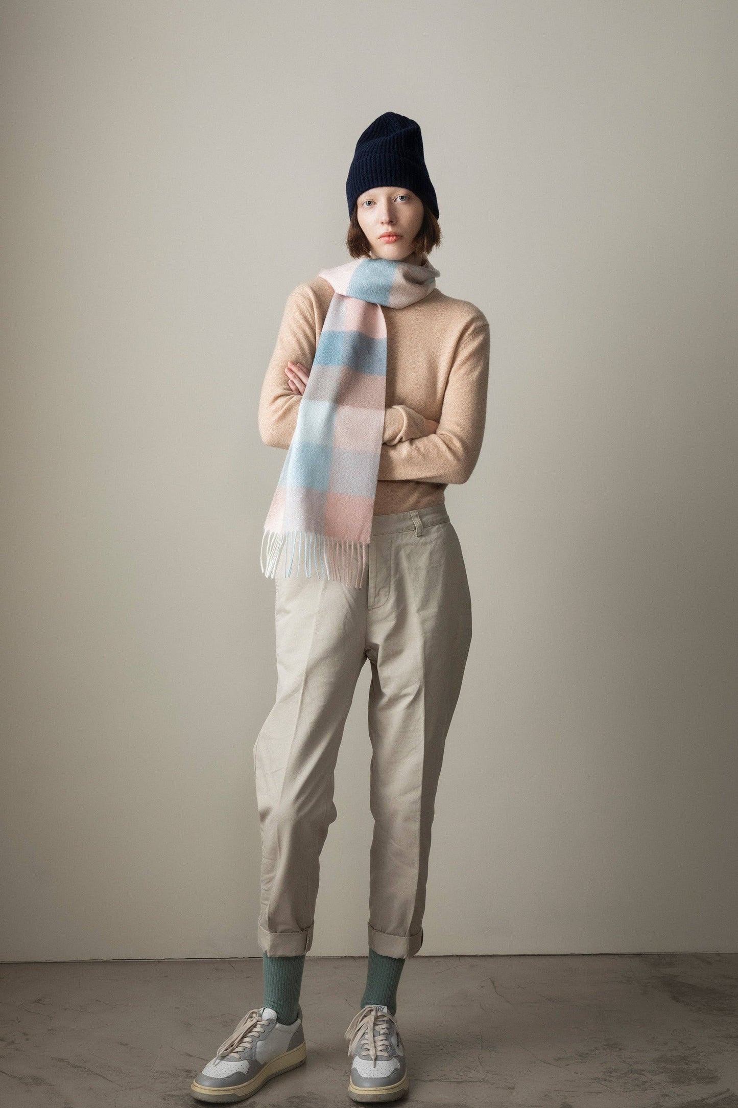 Lambswool Scarf | Seashell Check