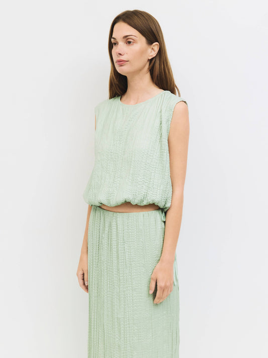 Dunn Top | Sleeveless Plisse Blouse