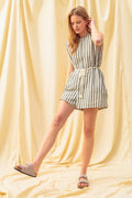 Striped Romper with Belt