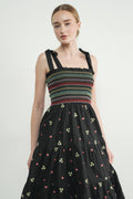 Embroidiered Smocked Bodice Floral Dress