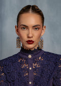 Beaded Brocade Garden Earrings | Lilac Teal