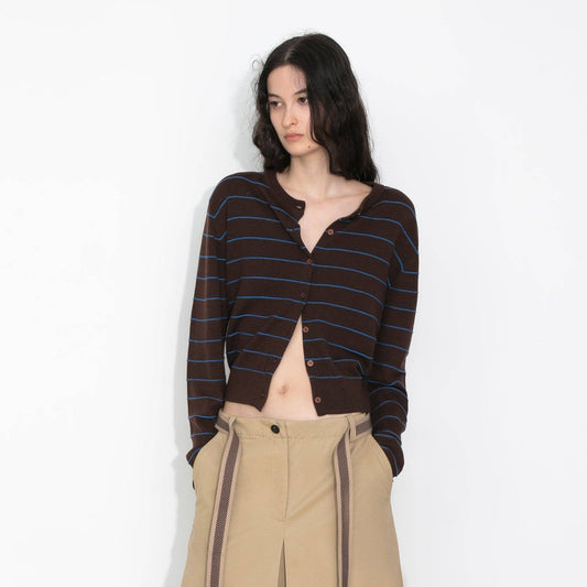 Striped Long-Sleeve Knit Cardigan | Two Colours