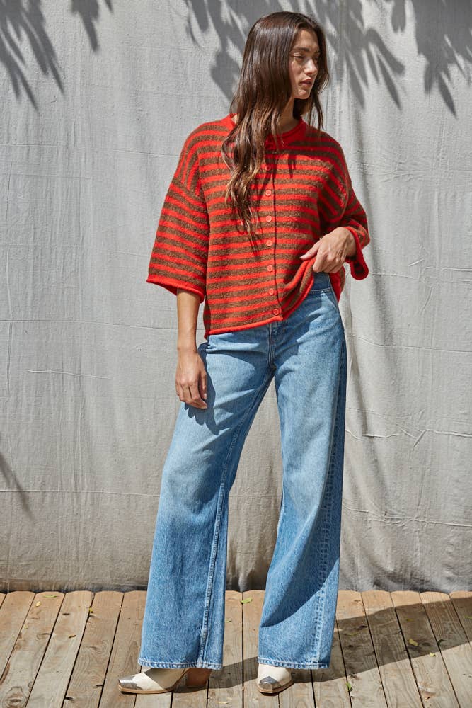 Quarter Length Knit Cardigan | Red Camel
