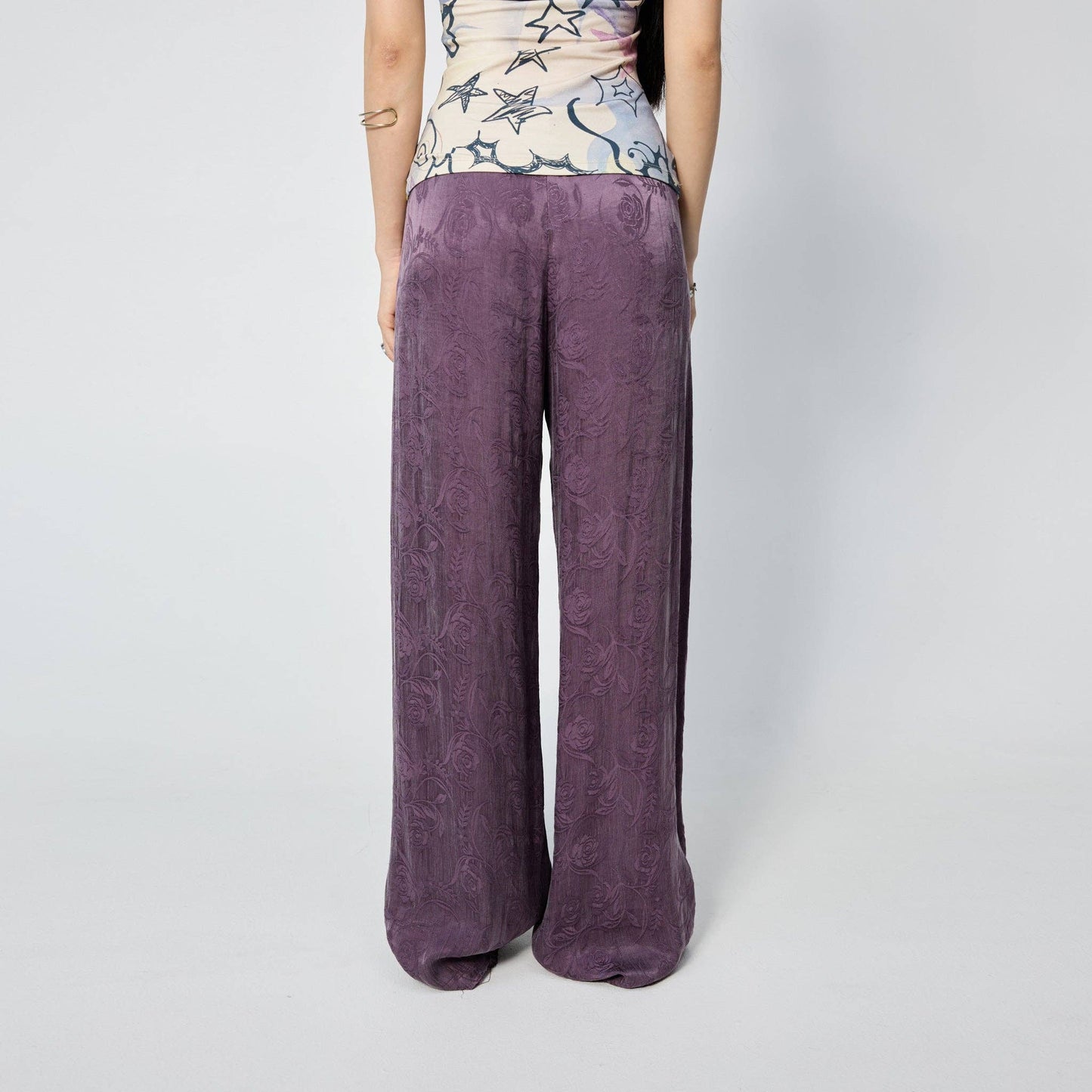 Frayed Hem Straight Leg Pant | Purple Rose