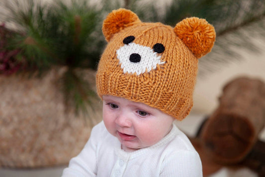 Bear Face Beanie | Caramel