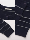Striped Long-Sleeve Knit Cardigan | Two Colours