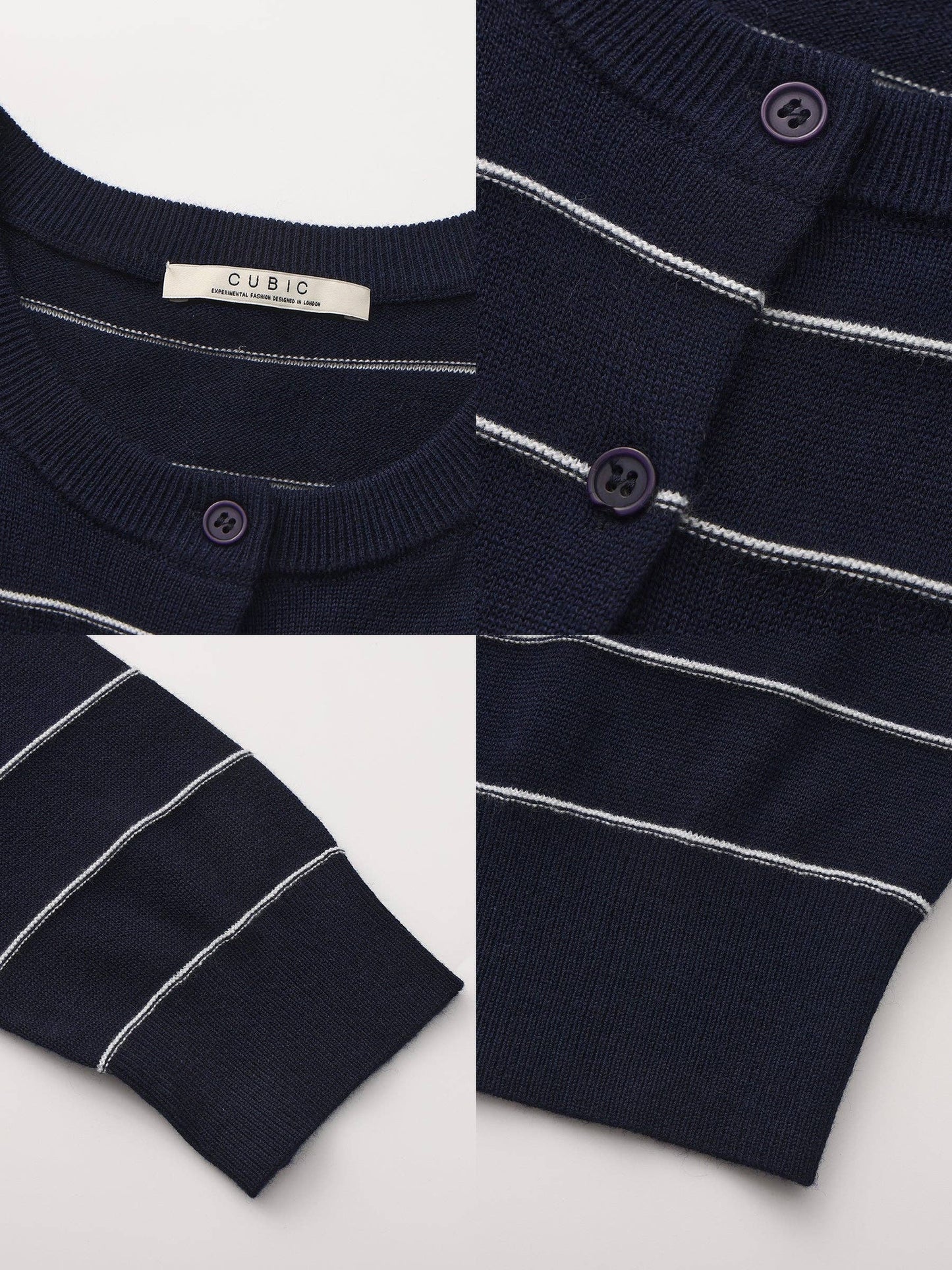 Striped Long-Sleeve Knit Cardigan | Two Colours