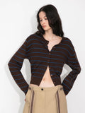 Striped Long-Sleeve Knit Cardigan | Two Colours