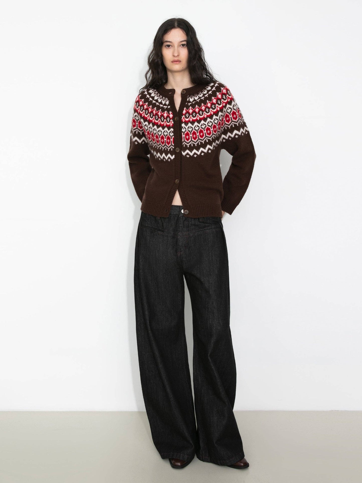 Fair Isle Knit Cardigan | 100% Wool