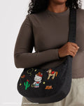Medium Nylon Crescent Bag | Embroidered Hello Kitty Western